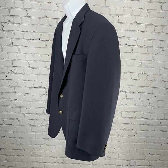 Reed St James Navy Gold 2 Button Vented Easy Care Sports Coat Blazer USA Size 44 - Picture 9 of 11